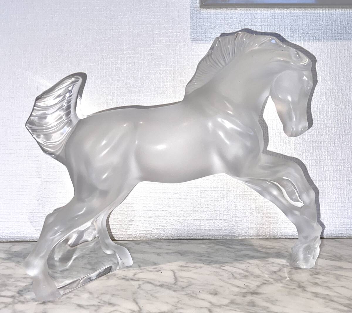 350万 ドバイ購入 LALIQUE Paris 純クリスタル100% 彫刻 馬像 ホース 置物 調度品_画像6