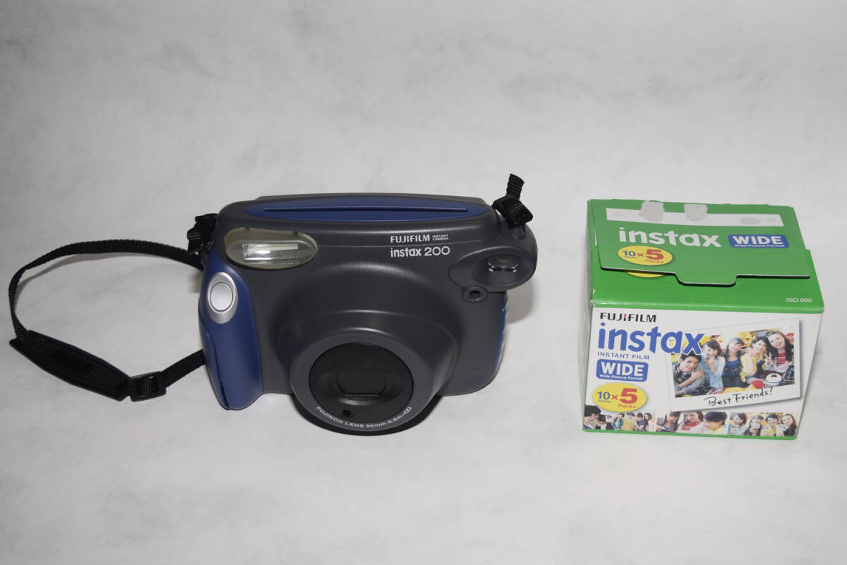 *FUJIFILM instant camera instax wide 200 used Junk in Stax Fuji Polaroid film attached 