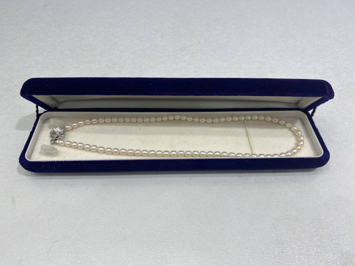 淡水パール ネックレス 真珠 約4.8mm〜5mm 全長約43cm シルバー SILVER 刻印 総重量14.8g_画像2