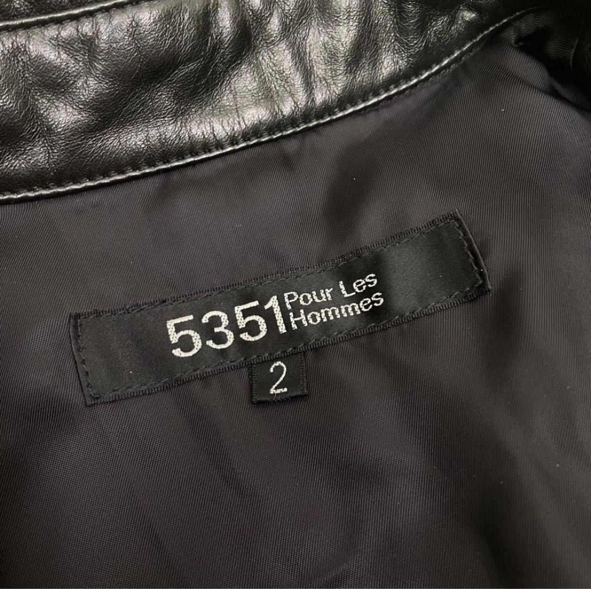 美品　5351 Pour Les Hommes レザーシャツ ジャケット ブラック サイズ2 M 牛革