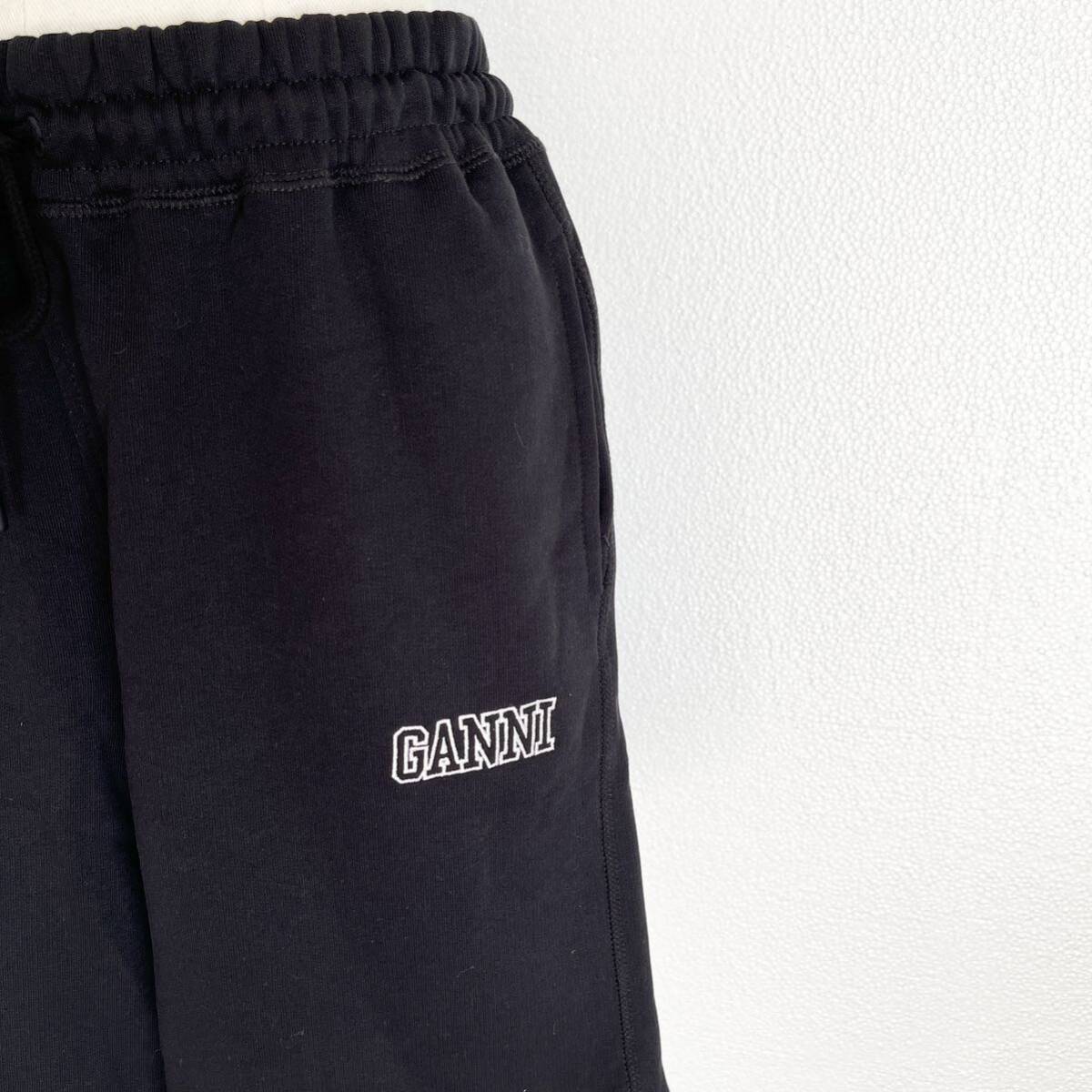 GANNI ガニー　ロゴ入り スウェットショートパンツ　XSサイズ　ブラック_画像5