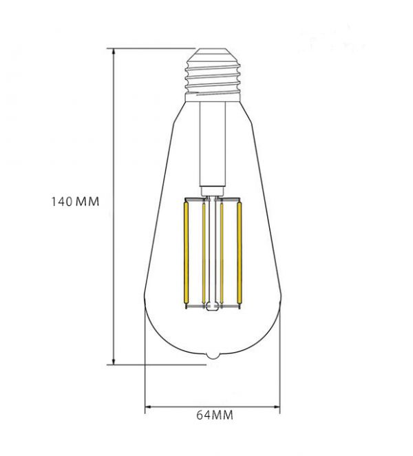 LED 電球フィラメント型E26口金 クリア広角360度エジソン球8W 電球色ST64(1個入り)_画像6