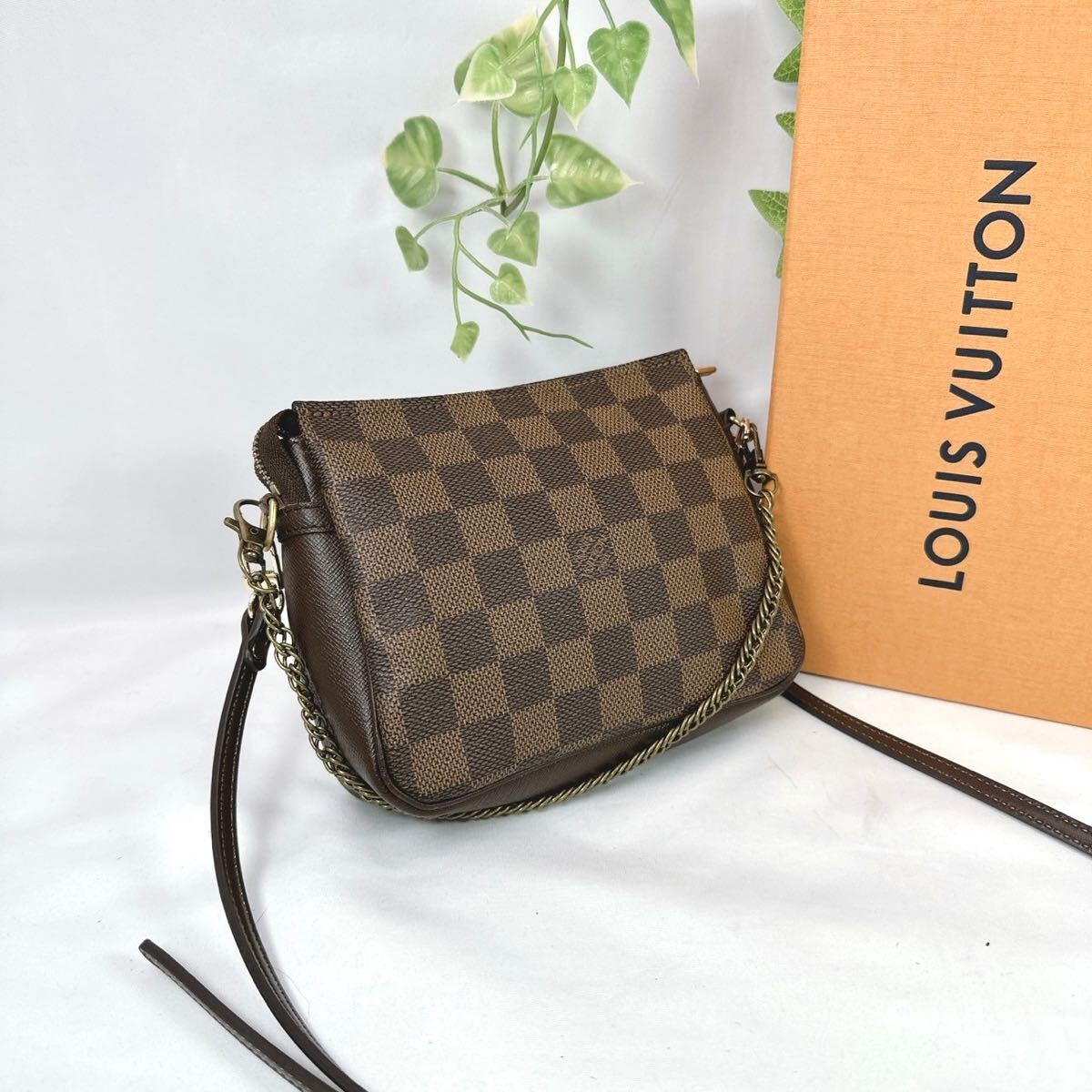 【美品】1円 ルイヴィトン LOUIS VUITTON ハンドバッグ N51982 トゥルースメイクアップ ダミエ キャンバス エベヌ ポーチ シリアルSP1014_画像1