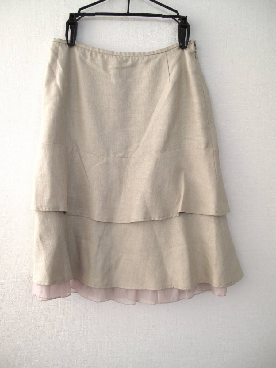 ** cleaning settled beautiful goods sunauna SunaUna flax. like feeling of quality. polyester material skirt light beige lady's 38