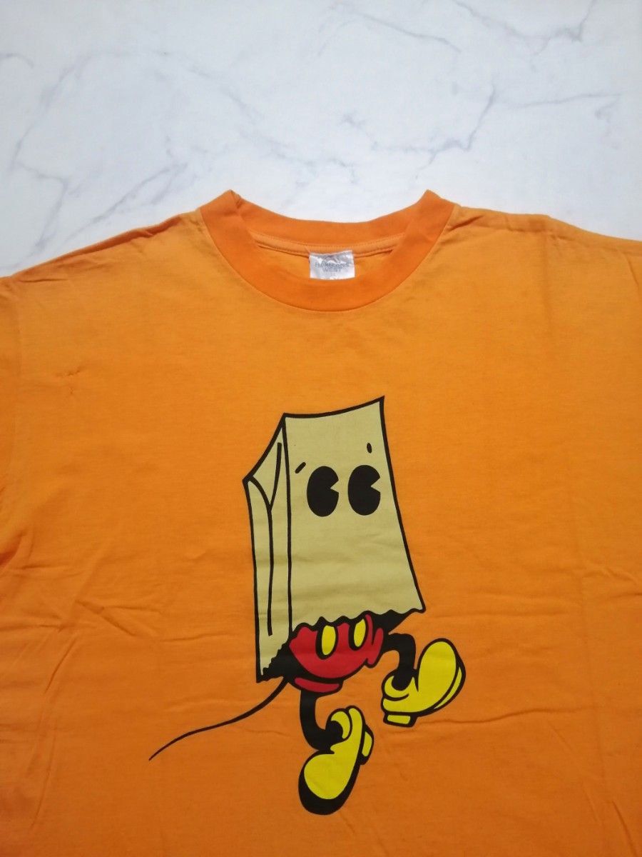 90s 紙袋ミッキー キャラクタープリント パロディ ヴィンテージTシャツ XL ビンテージTシャツ 半袖Tシャツ