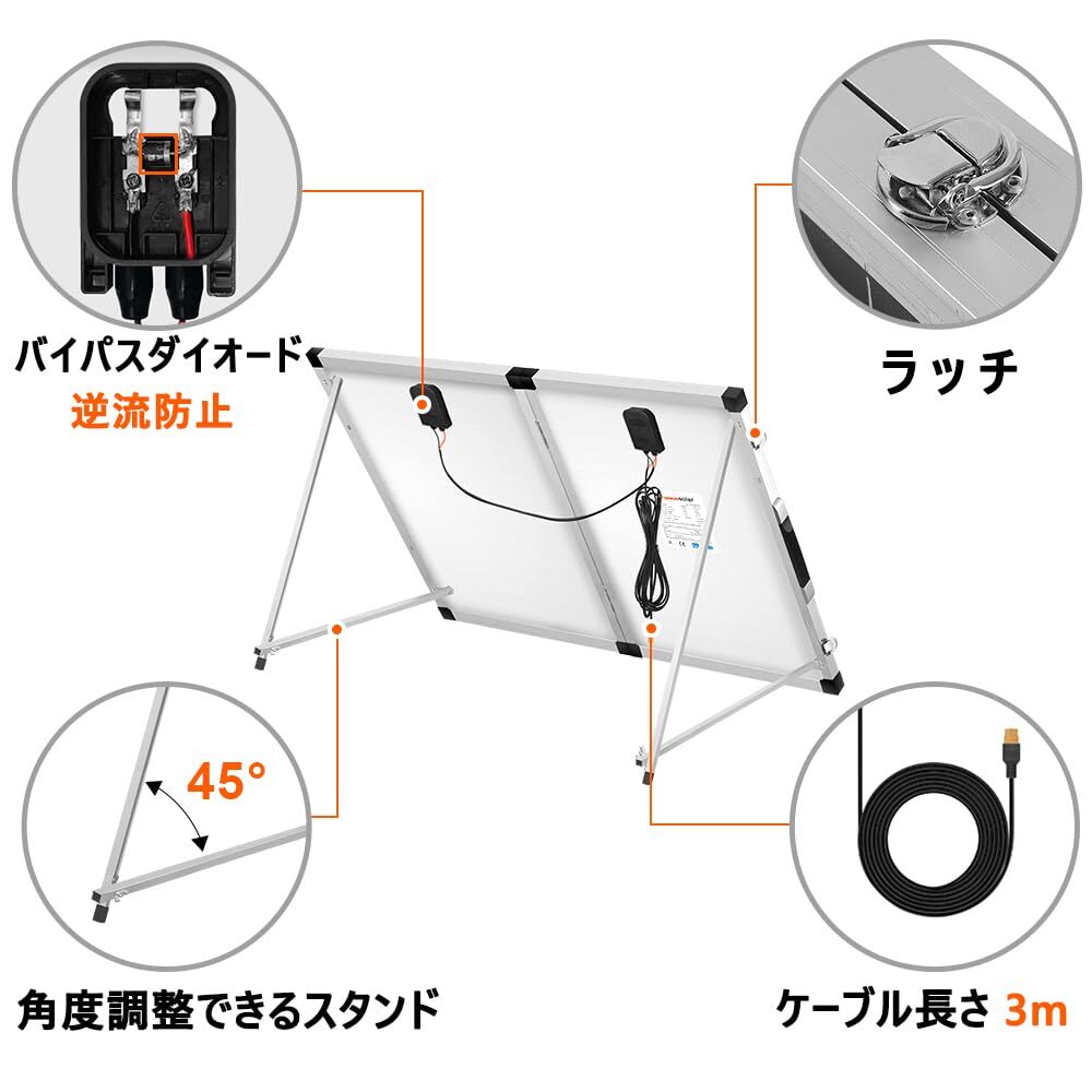 ☆ソーラーパネル 100w 車用 ポータブル電源充電対応 折りたたみ式