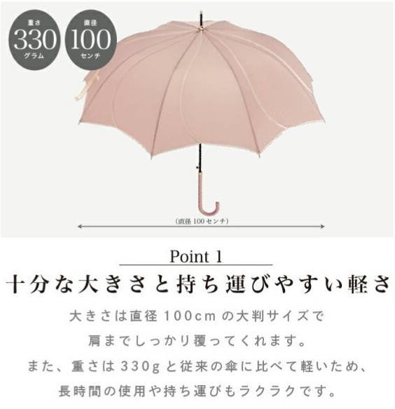 ☆淡い色味のカラー　優雅な女性を演出　長傘　日傘　兼用　
