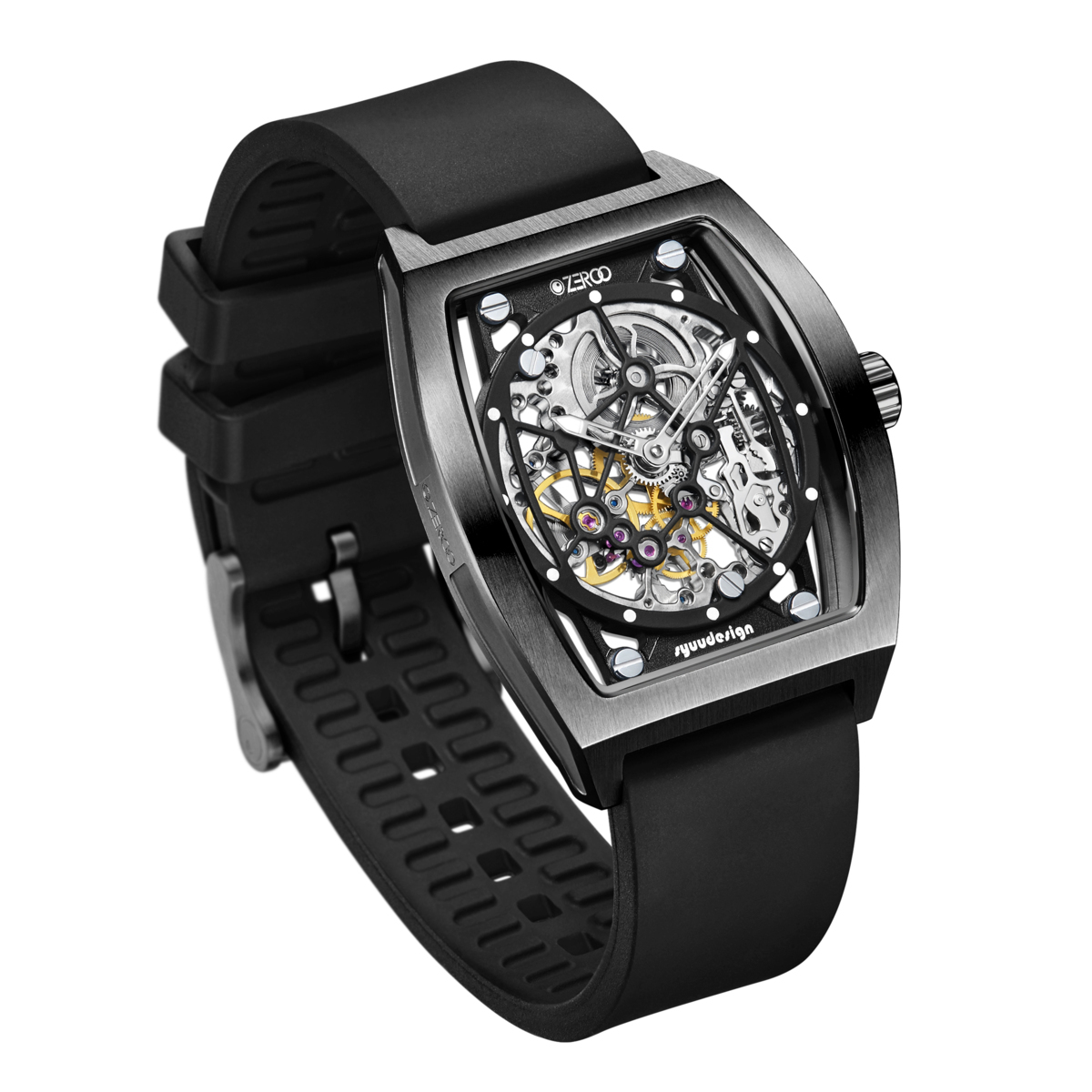 腕時計 機械式 手巻き サファイアガラス スケルトン メカニカル メンズ ケース幅:38mm 日本 ブランド ZEROO M1 THE AURIGA 品番:ZM001BBK_画像3