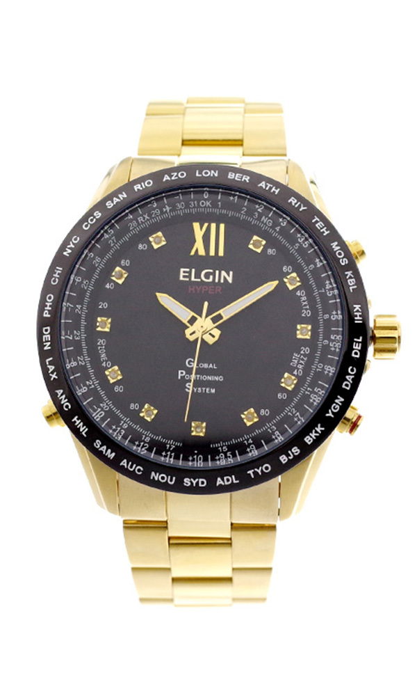 エルジン ELGIN 腕時計 メンズ GPS2002GB-11D GPS衛星電波時計 クォーツ ブラック ゴールド 国内正規品 ブラック_画像5