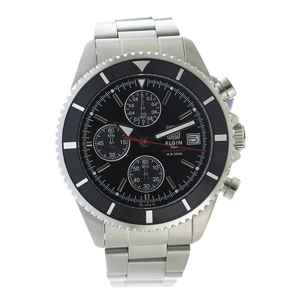 エルジン ELGIN クロノ クオーツ メンズ 腕時計 FK1418S-B ブラック 国内正規品 ブラック_画像3