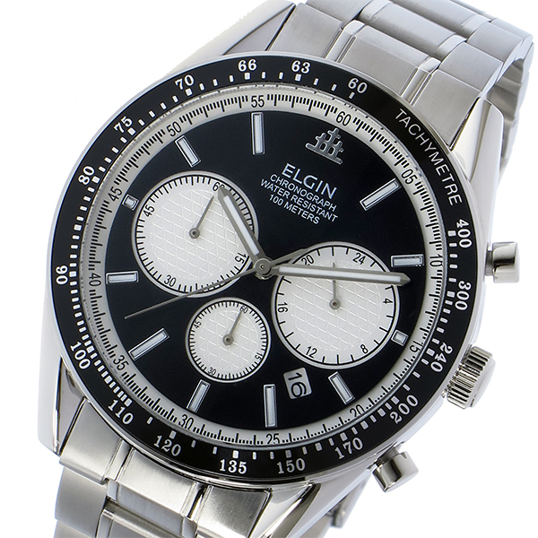 エルジン ELGIN クロノ クオーツ メンズ 腕時計 FK1401S-B ブラック 国内正規品 ブラック_画像1