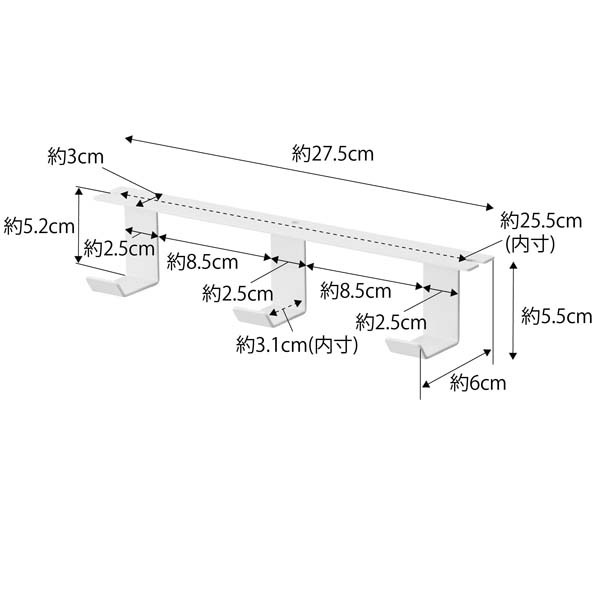 tower デスク下フック3連 タワー ホワイト_画像2