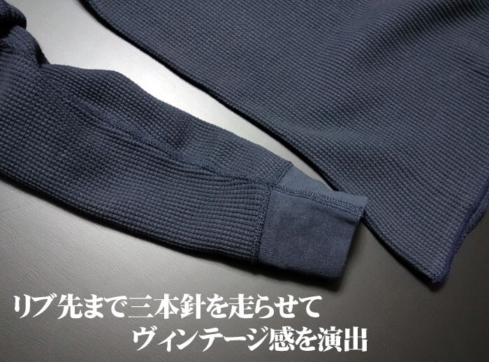 ミリタリー サーマル ワッフル 長袖 Tシャツ L メンズ 米海軍 NAVY 黒猫 MAVEVICKS ブランド 紺 ネイビー_画像5