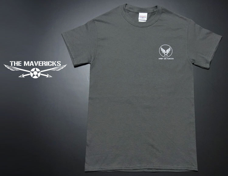 Tシャツ L ミリタリー 半袖 メンズ 爆弾エアフォース メンフィスベル ロゴT THE MAVEVICKS ブランド チャコールグレー_画像4