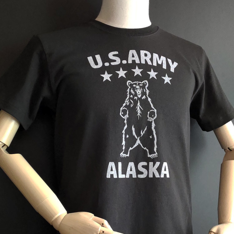 極厚 スーパーヘビーウェイト ミリタリー Tシャツ L 米陸軍アラスカ US.ARMY 黒 ブラック_画像3