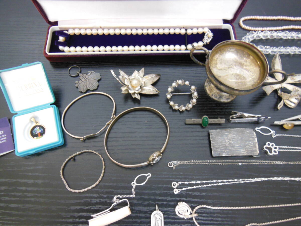 1 иен ~ серебряный аксессуары примерно 500g серебряный /925/SILVER/STERLING все печать есть продажа комплектом колье наручные часы брошь и т.п. 