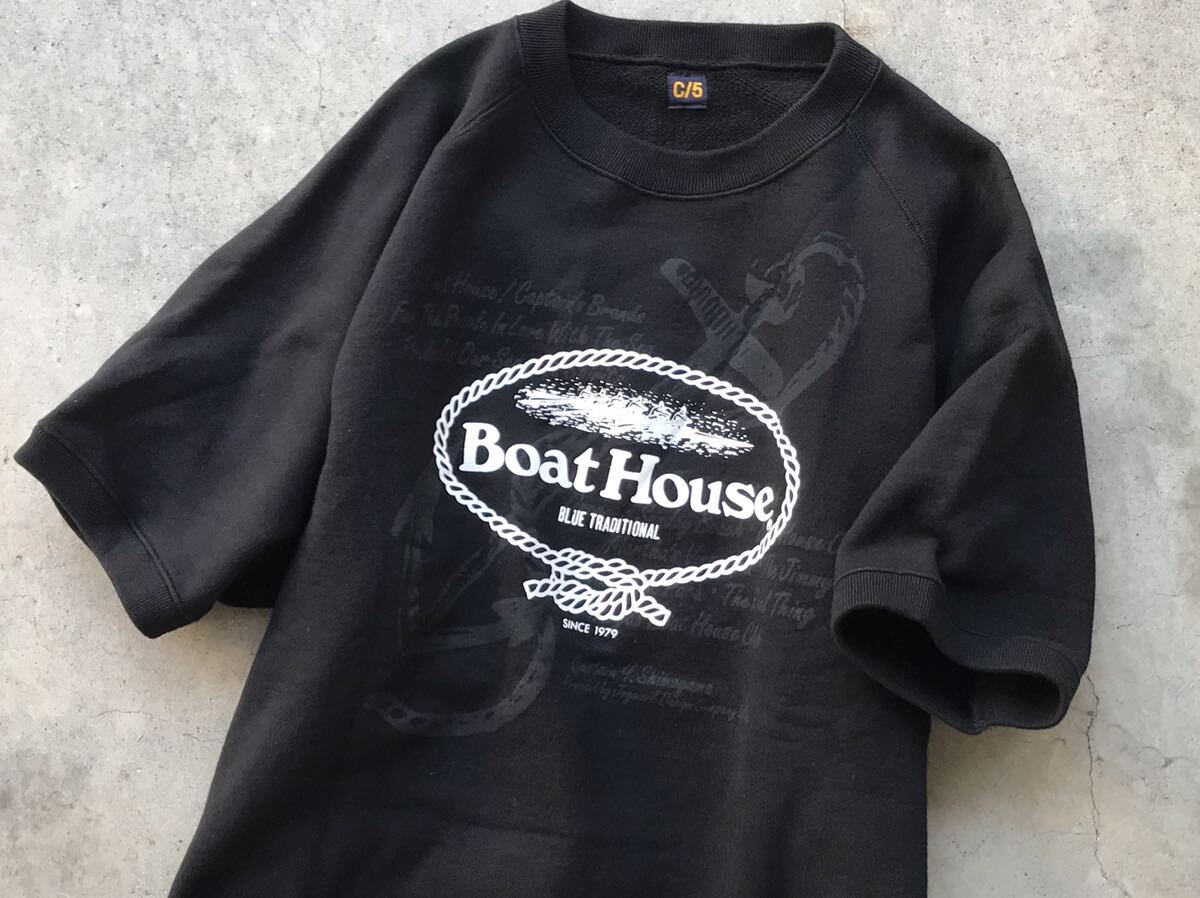  as good as new Boat House by Captain Santa hanging reverse side wool short sleeves sweatshirt boat house Joy Mark design men's sweatshirt Parker black 