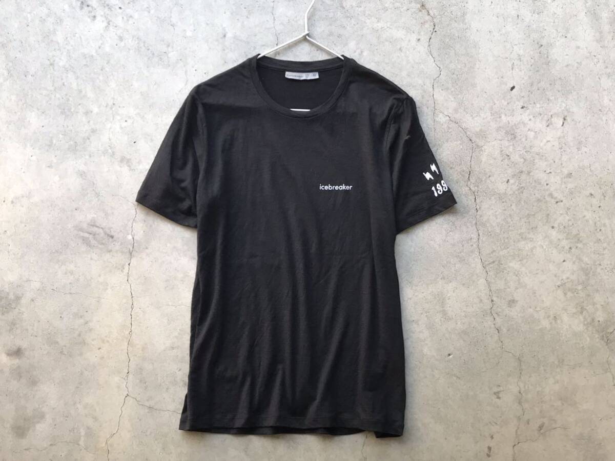 美品 icebreaker [U TECH LITE II SS TEE SHEEPERDS CYCLE CLUB] M アイスブレーカー メンズ Tシャツ カットソー メリノウール 黒 ブラック_画像2