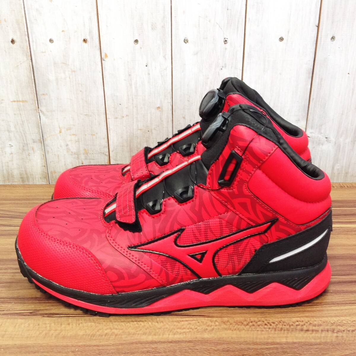 【AH-05928】未使用品 mizuno ミズノ 安全靴 オールマイティ HW 51M BOA 27.0cm レッド×ブラック 限定色 F1GA210362_画像3