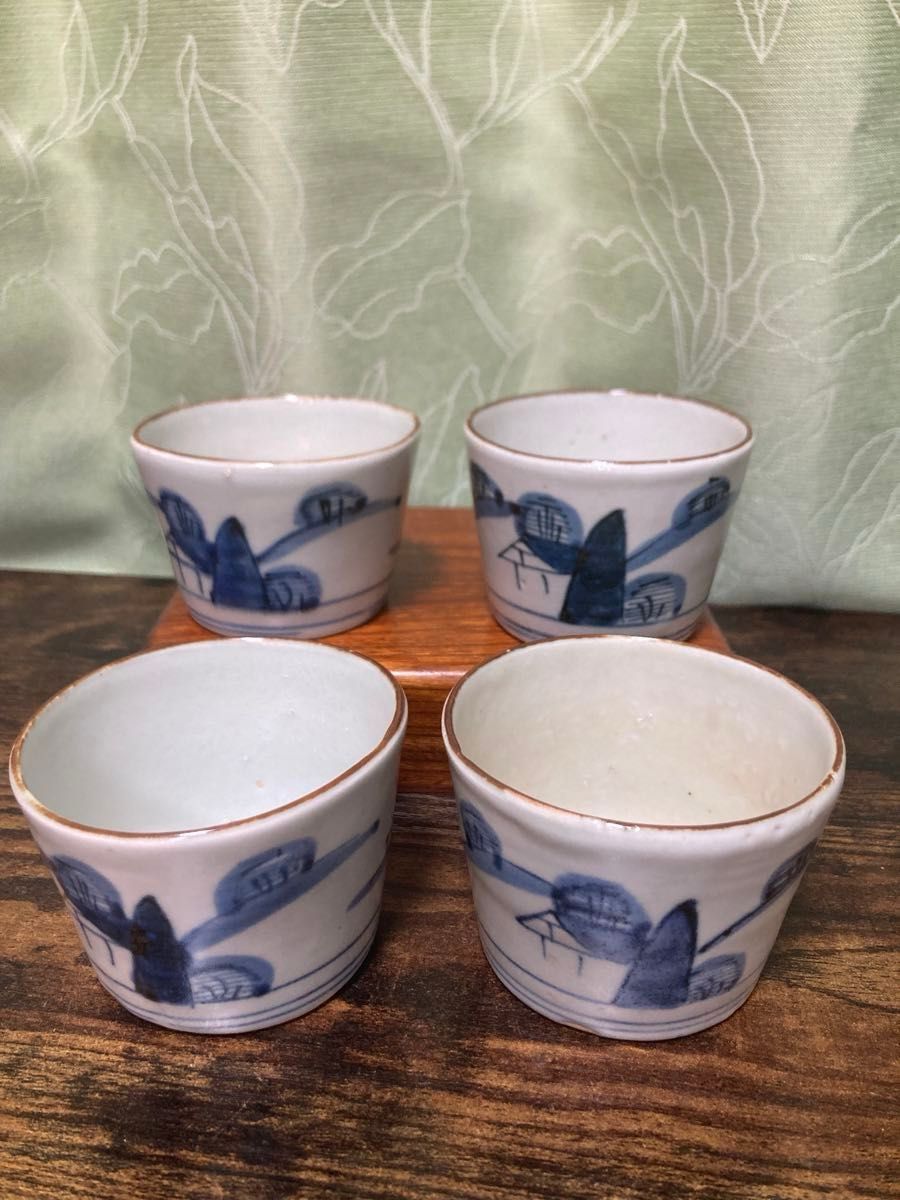江戸期 蕎麦猪口 染付山水 古伊万里 骨董 そばちょこ そば猪口 江戸期 蕎麦猪口 染付山水 古伊万里 骨董 そばちょこ そば猪口