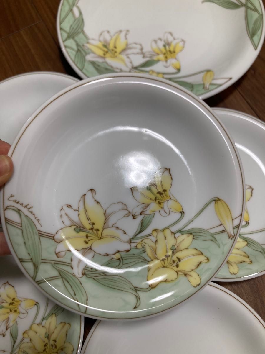 ホヤ チャイナ ニッコウキスゲ 8寸皿 5寸　プレート日本製大皿  中皿 取り皿
