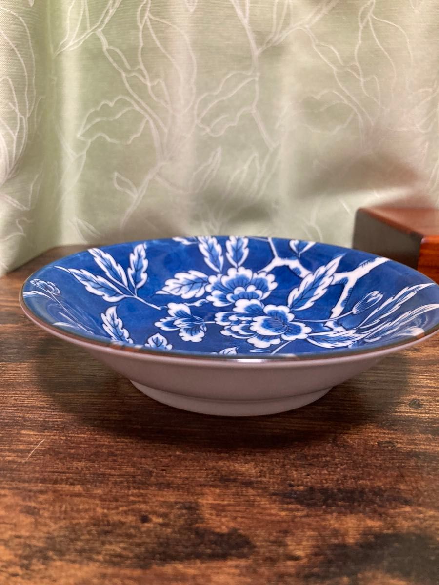 染付花柄　5寸皿5寸鉢セット　深皿　中皿取り皿　藍色　和食器　丸皿　10枚セット