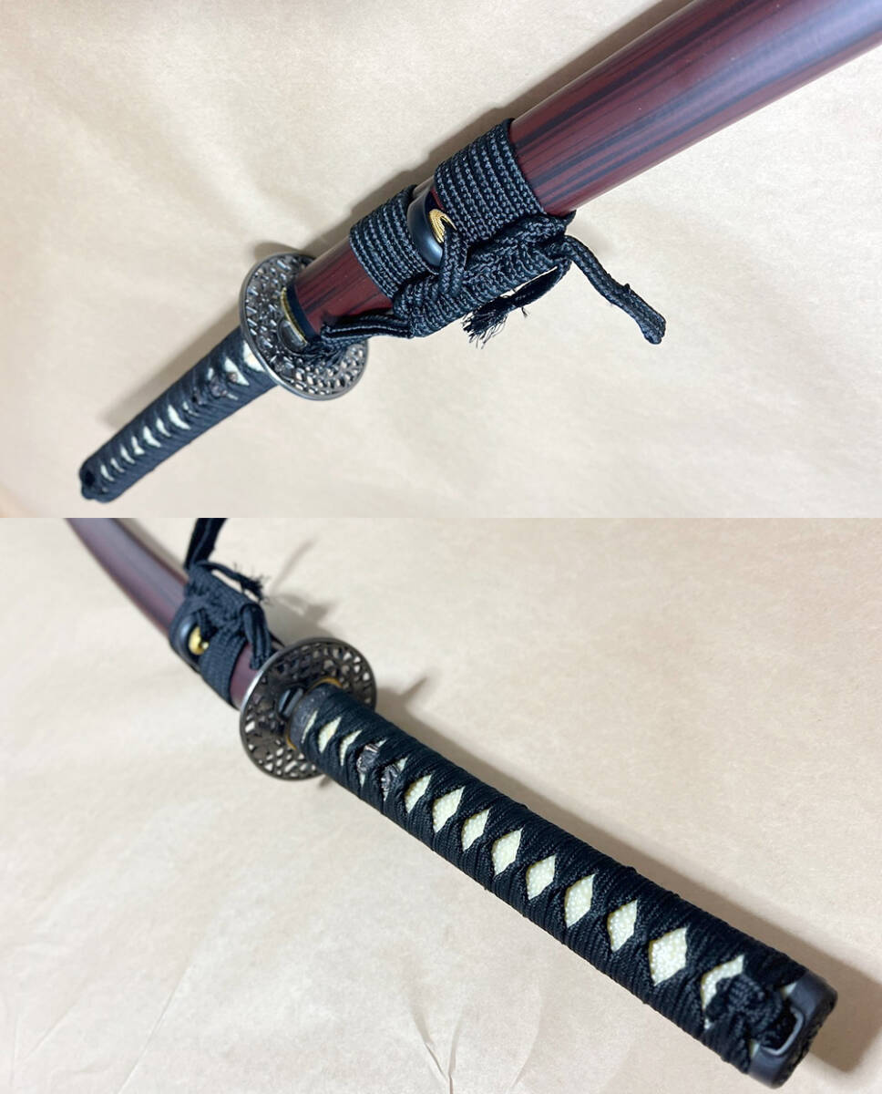 1 jpy exhibition * bamboo light strike sword red scabbard Sakura ... guard on sword hardness tree sword blade ( painting none )* all -ply 620g( scabbard . pay ..400g)* total length 103./2 shaku 3 size 5 minute blade length * scabbard . scratch equipped 