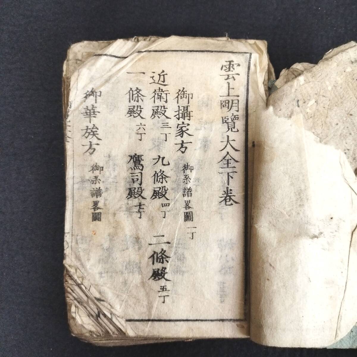 R60 武鑑【 雲上明覧大全 下巻 】 家紋 絵入 江戸時代 木版画 古書 古文書 和書 和本_画像3