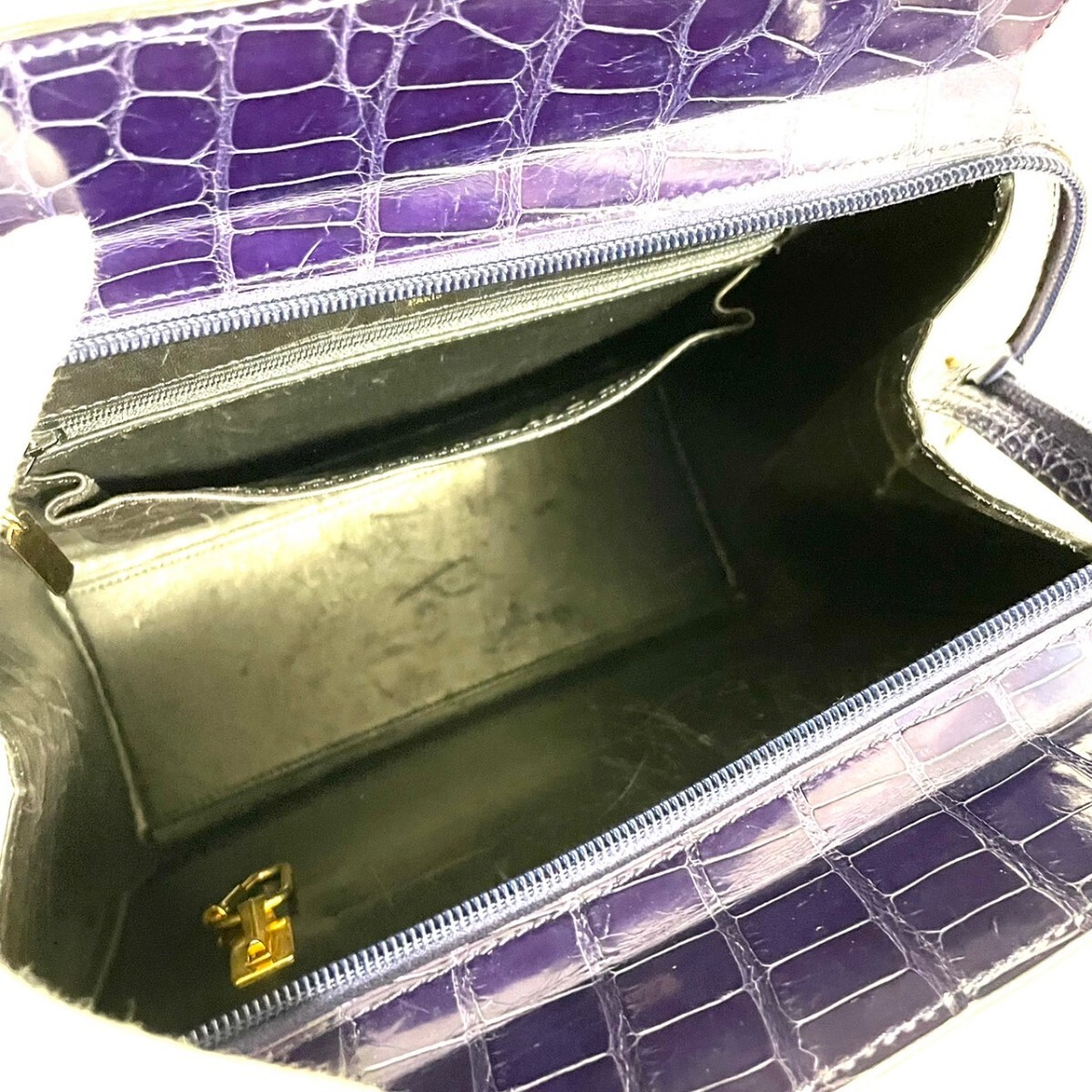 1 иен старт крокодил сияющий ручная сумочка Gold металлические принадлежности made in France