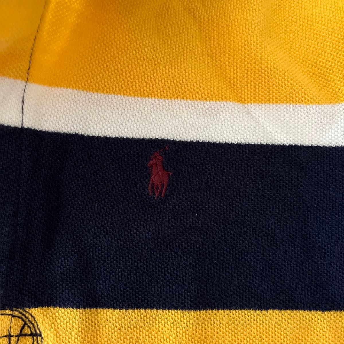 Ralph Laurenラルフローレン ボーダー ポロシャツ 半袖 130 黄紺白 POLO