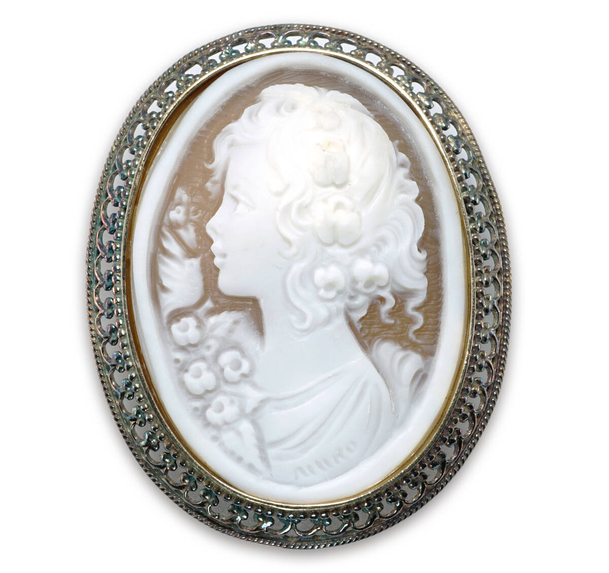 ▲天然シェルカメオ 最高級 SV 925 12g ブローチ 宝石 ジュエリー jewelryの画像1