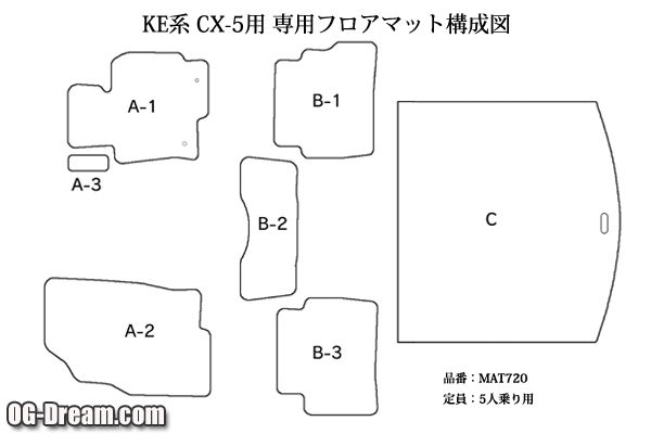 KE系 CX-5 カジュアル フロアマット ラゲッジマット付 BMAT720_画像2