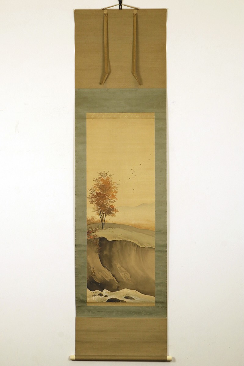 [ genuine work . year work ] hanging scroll [ temple cape wide industry height .. autumn ] also box Taisho 7 year 53 -years old Japanese picture house flat luck ... under . army painter picture 