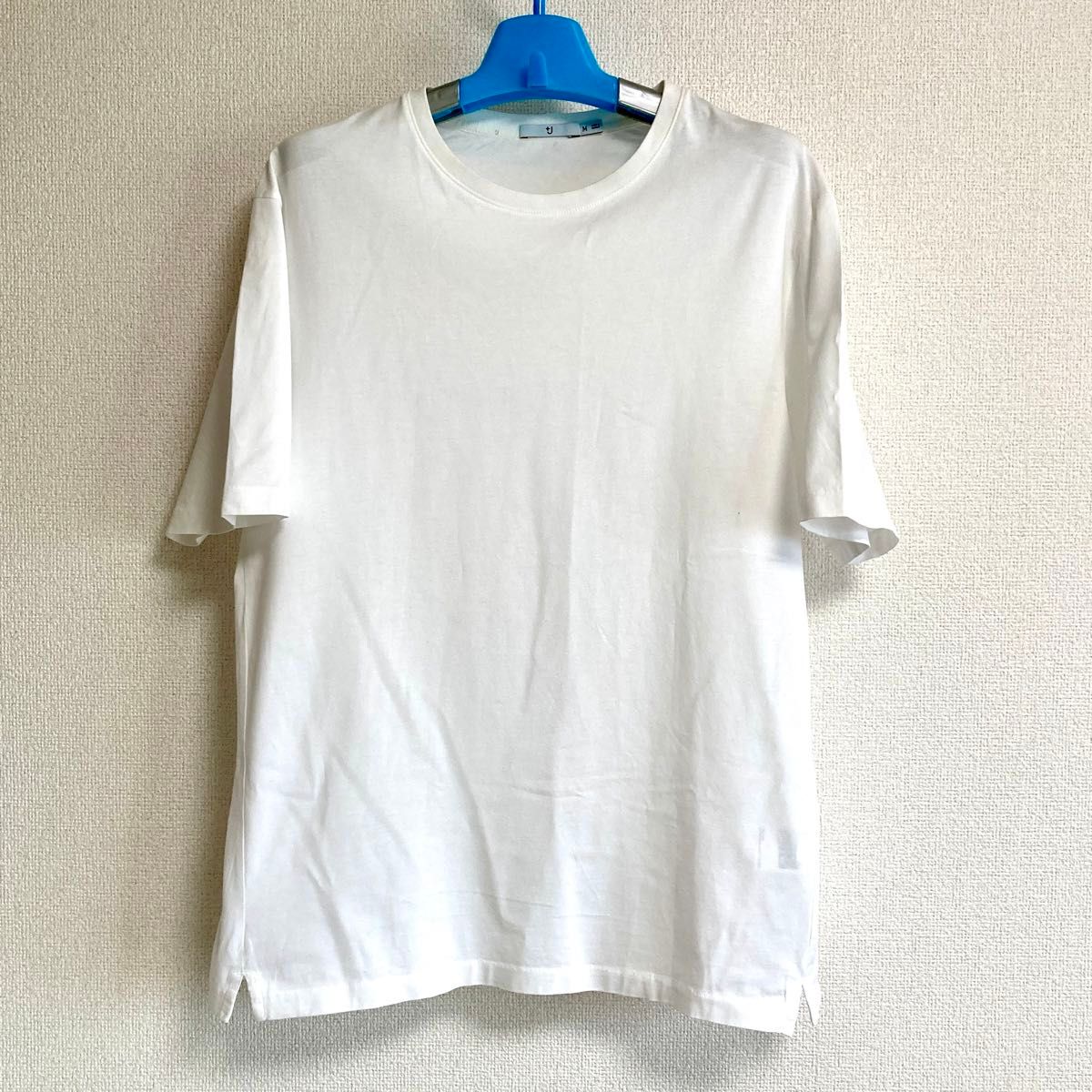 ユニクロ Tシャツ 半袖 ホワイト 白 クルーネック コットン カットソー　訳あり　メンズ　M 