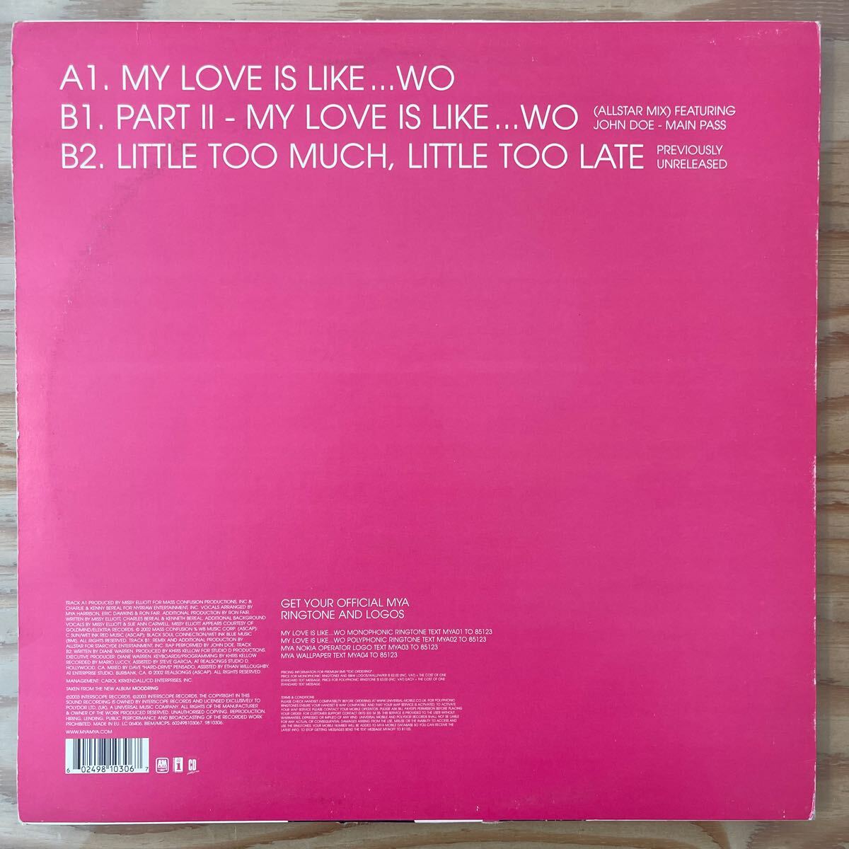 MYA/MY LOVE IS LIKE... WO/レコード/中古/DJ/CLUB/R&B_画像2