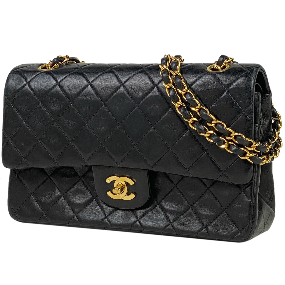 シャネル CHANEL マトラッセ Wフラップ チェーン ショルダーバッグ ココマーク レザー ブラック A01112 レディース 【中古】_バイセル 14172_1