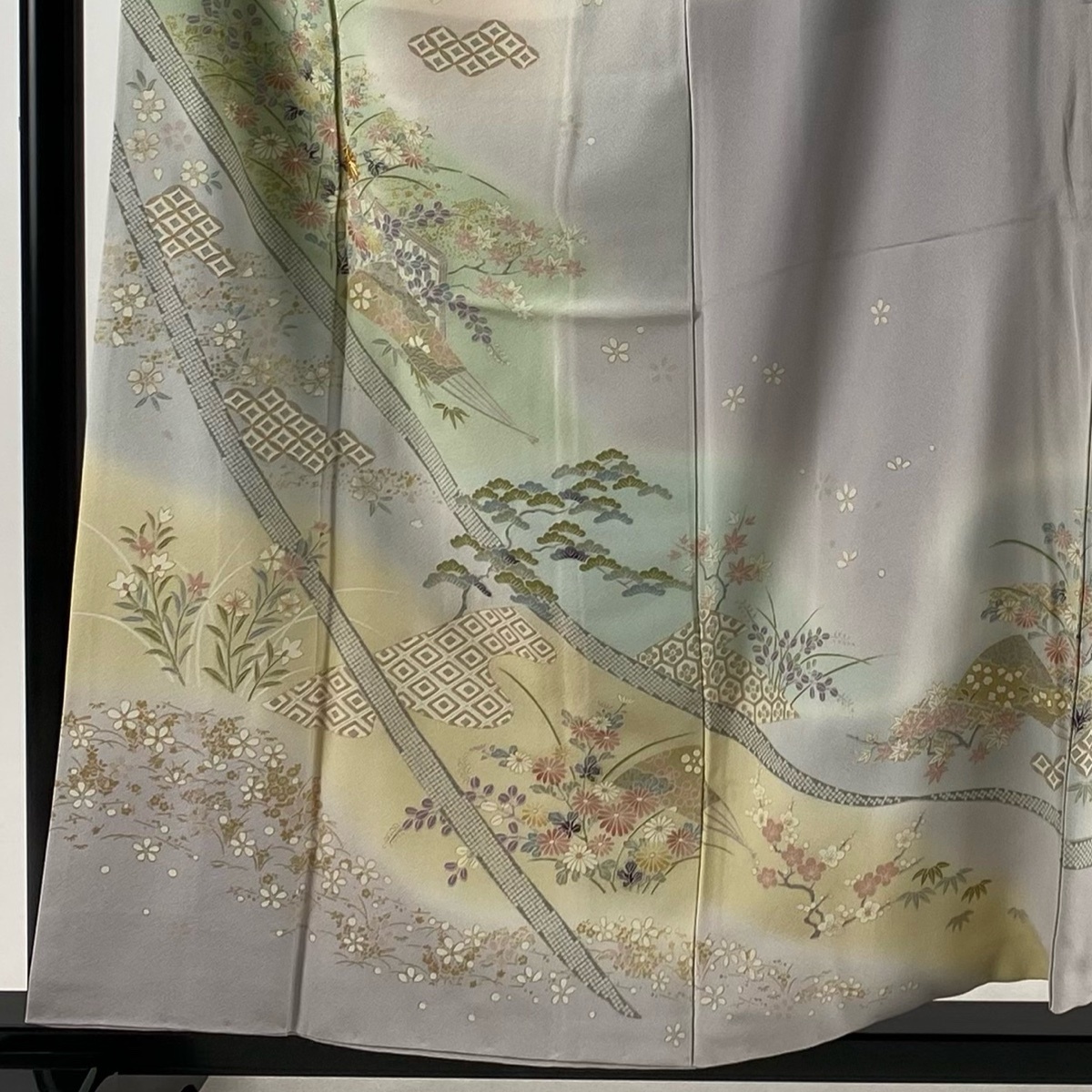 訪問着 身丈157.5cm 裄丈64.5cm M 袷 松竹梅 草花 金糸 銀彩 薄紫 正絹 秀品 【中古】_バイセル 14088_2