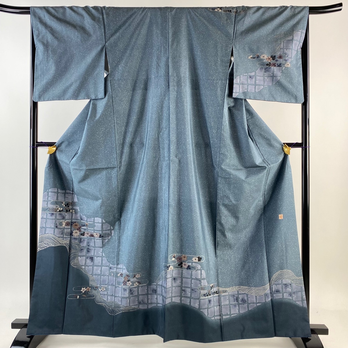 訪問着 優品 菱 草花 金糸 ぼかし 灰紫 袷 身丈157cm 裄丈63.5cm 訪問着 優品 菱 草花 金糸 ぼかし 灰紫 袷 身丈157cm 裄丈63.5cm