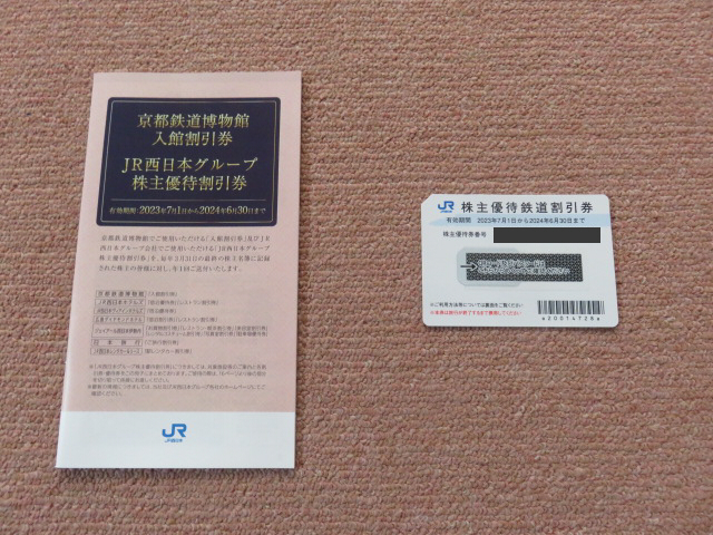 JR西日本　鉄道割引券1枚・京都鉄道博物館入館割引券1枚・株主優待割引券_画像1