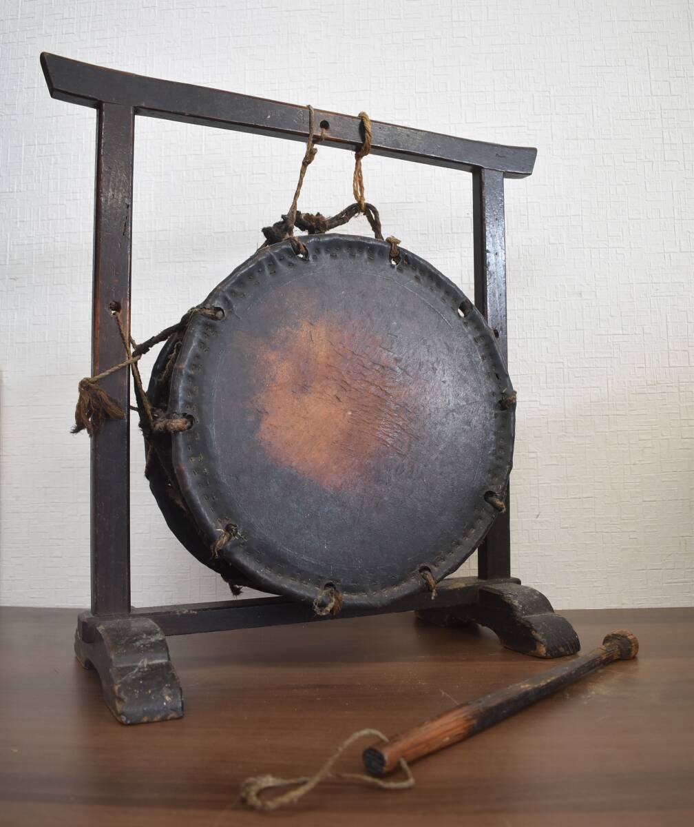 W5-48 [ текущее состояние товар ] futoshi тамбурин без тарелочек японский барабан годы предмет подлинная вещь античный традиционные японские музыкальные инструменты антиквариат retro . имеется 
