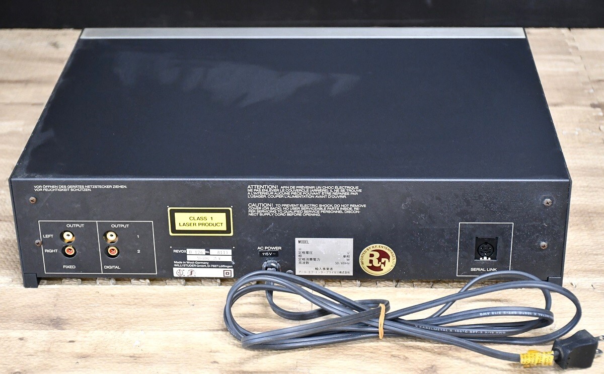 NY5-106【ジャンク品】REVOX　CDプレーヤー　B-126　ルボックス　オーディオ　CDデッキ　音響機材　通電のみ確認　中古品　保管品_画像6