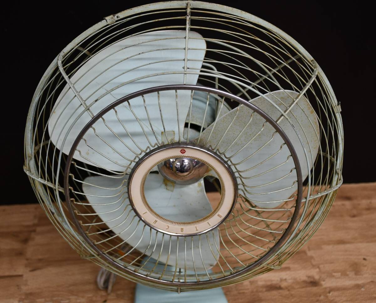 EY5-39 present condition goods operation verification settled with defect HITACHI Hitachi electric fan D-3533 sheets wings feather 35cm | Showa Retro antique Vintage storage goods 