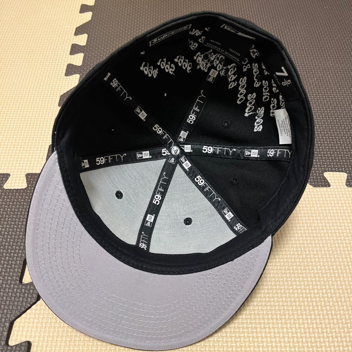 【中古美品7-5/8サイズ】 Supreme Champions Box Logo New Era Blackシュプリーム チャンピオン ボックスロゴ ニューエラ ブラックの画像4