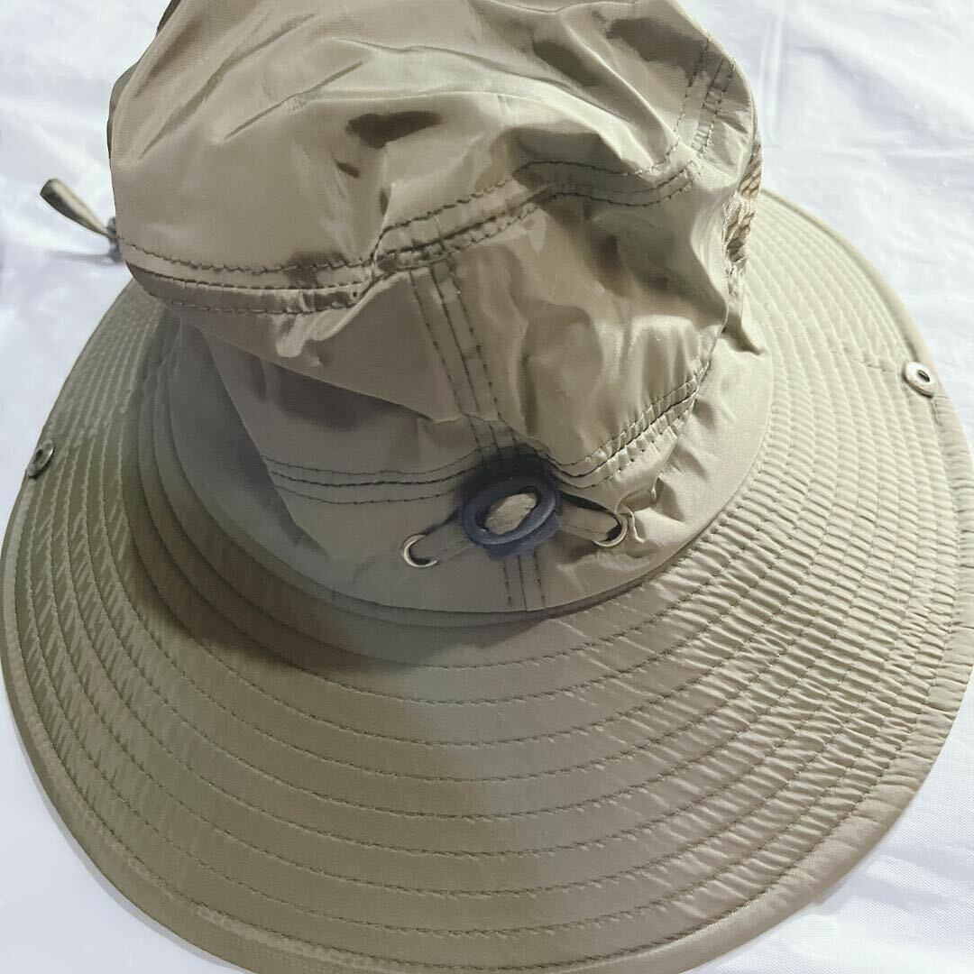 サファリハット 日焼け防止 釣り キャンプ 登山 UVカット アウトドア 帽子 カーキ