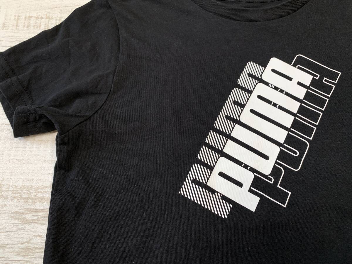 【送料無料】：PUMA　プーマ半袖Tシャツ　黒　ナナメロゴがおしゃれ　130cm_画像2