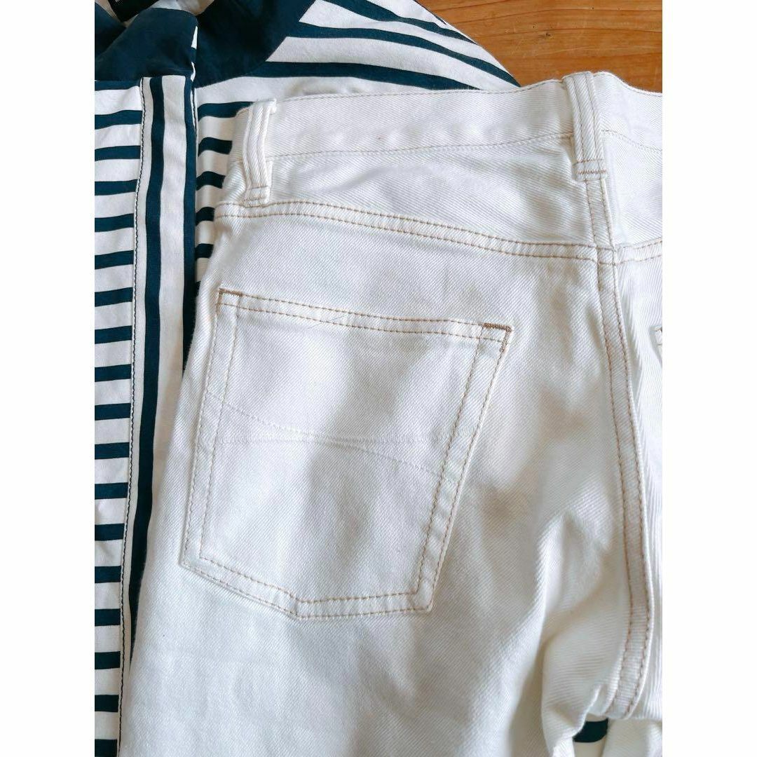 アマカ AMACA White denim Pants ホワイト デニムパンツ 微ステッチ 大人可愛い 