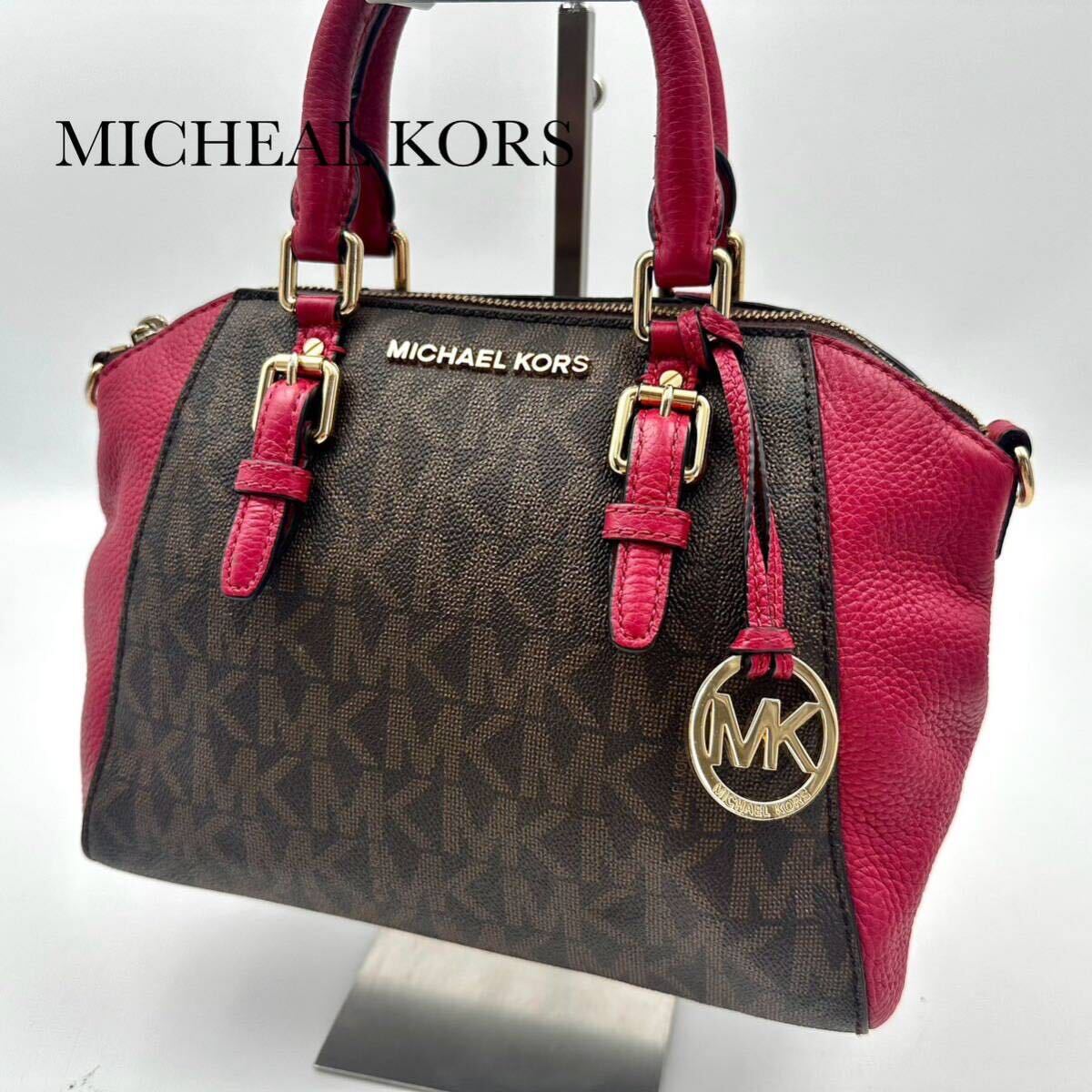 ☆大人気☆ MICHAEL KORS マイケルコース ハンドバッグ ショルダーバッグ 2WAY レザー 皮 バイカラー ピンク系_画像1