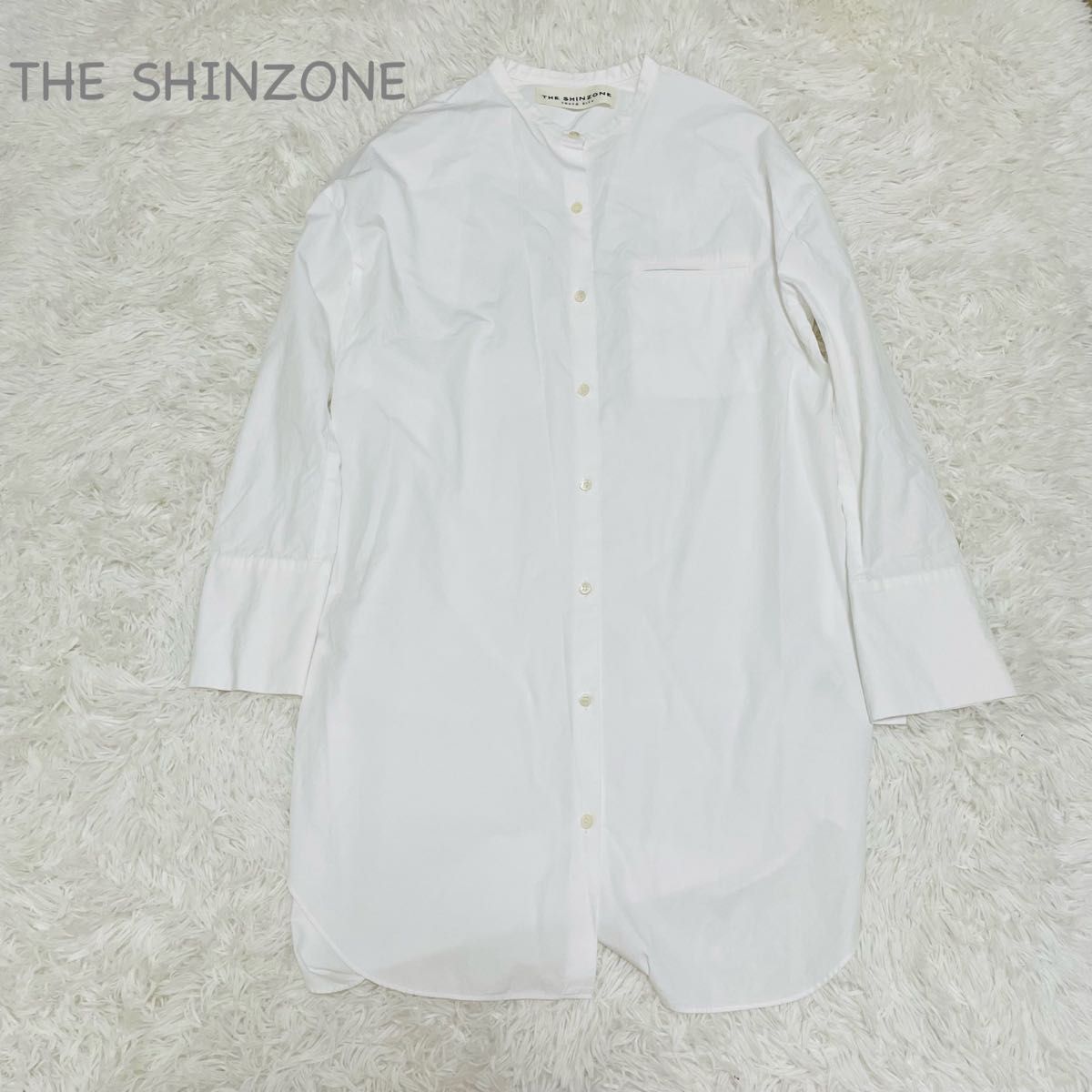 THE SHINZONE ザシンゾーン スタンドビッグシャツ ノーカラー 白 ホワイト バンドカラー バンドカラーシャツ 長袖