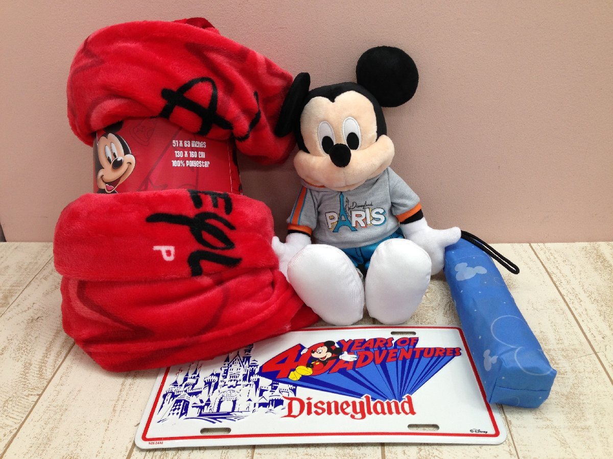 * Disney Mickey Mouse goods 4 point soft toy blanket folding umbrella design plate 6L12 [80]