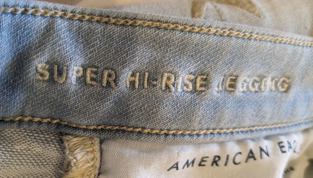 JEGGING AMERICAN EAGLEスーパーストレッチスキニーデニム限定サックスブルー水色カラー